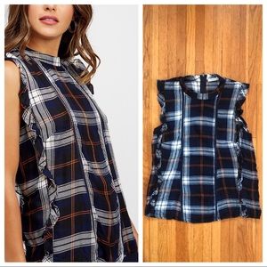 Plaid ruffle zipper back tank top from Maurices md